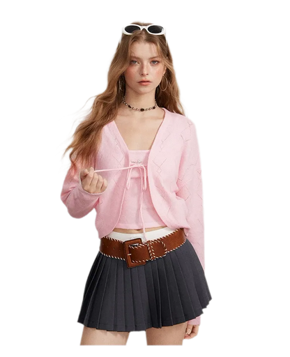Contrast Pleated A-Line Mini Skirt
