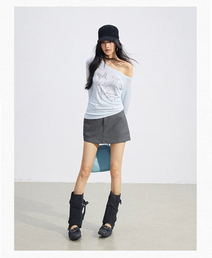 Asymmetric Off-Shoulder Sun Protection T-Shirt