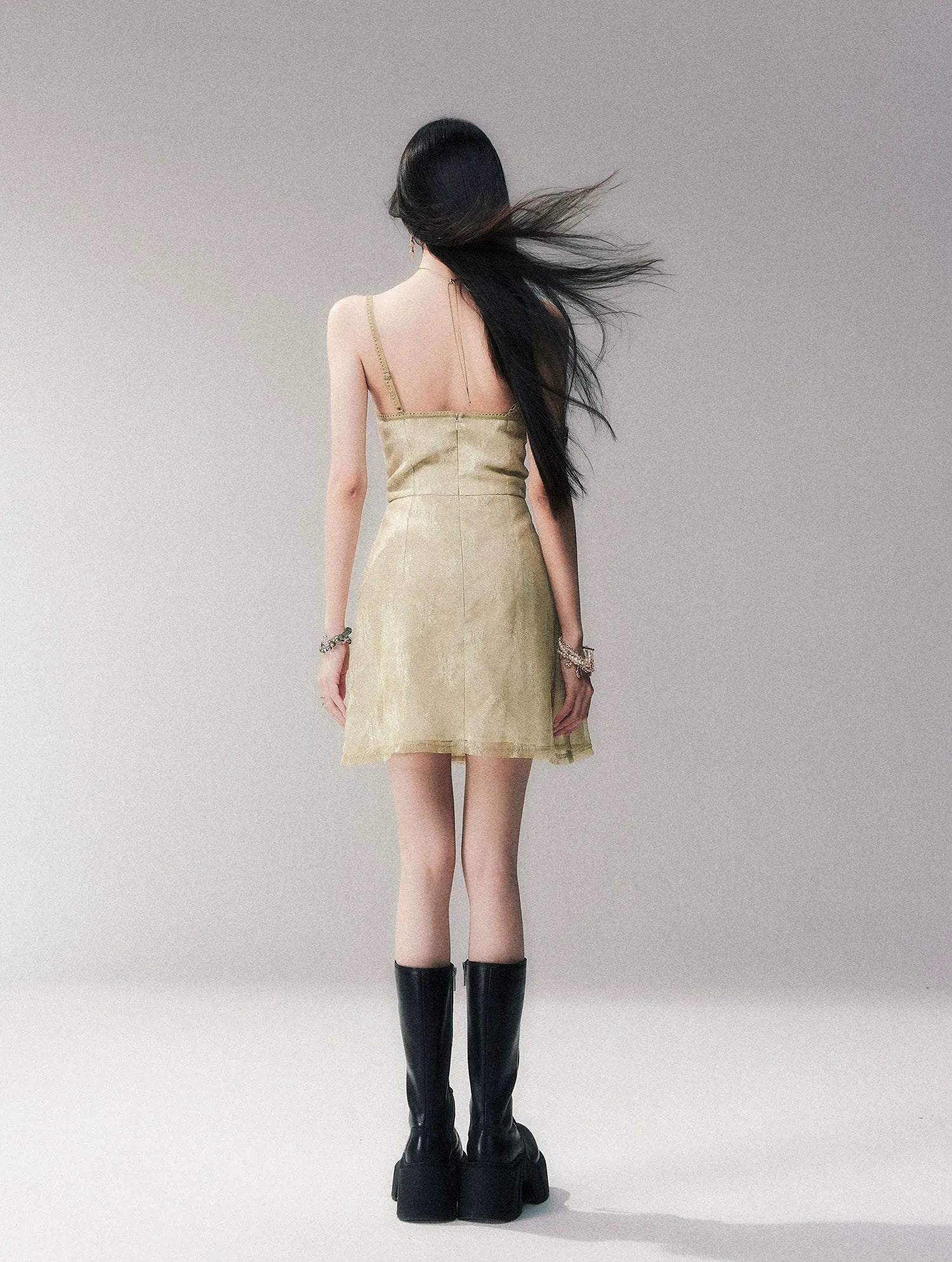 Sage Lace Mini Dress