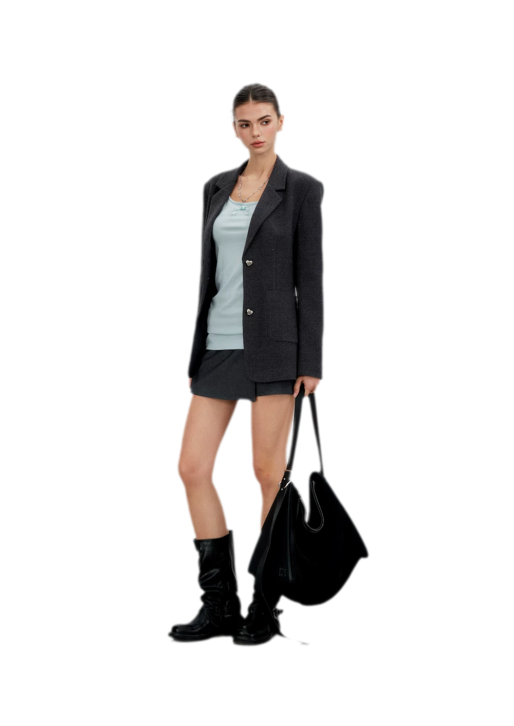 Tailored Irregular Faux Two-Piece Skort