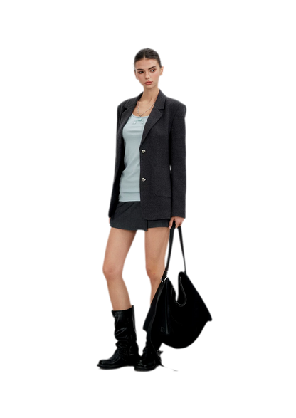 Tailored Irregular Faux Two-Piece Skort