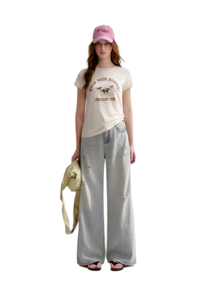 Washed Rhinestone Jeans