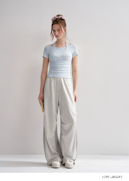 Lyocell Colorblock Drawstring Waist Pants
