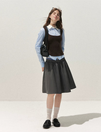 Pleated A-Line Mini Skirt