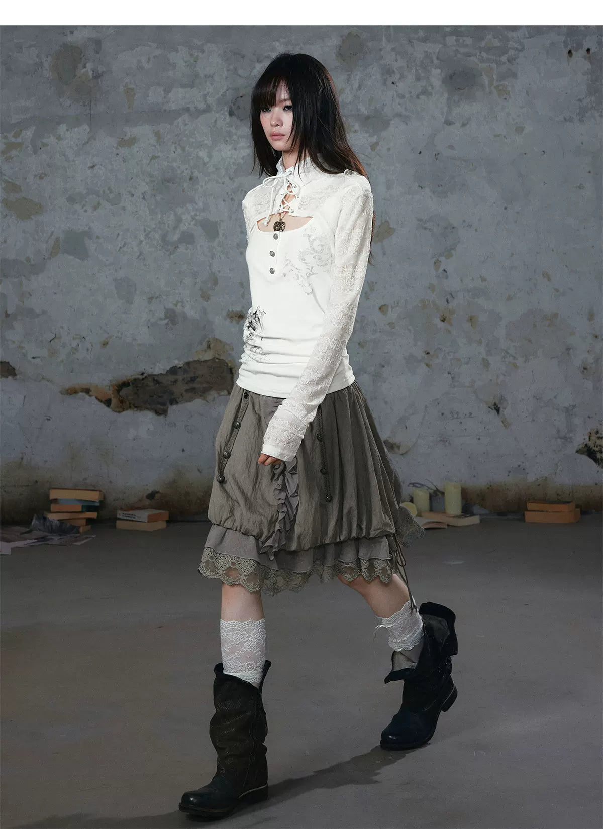 Lace Patchwork Bubble Skirt