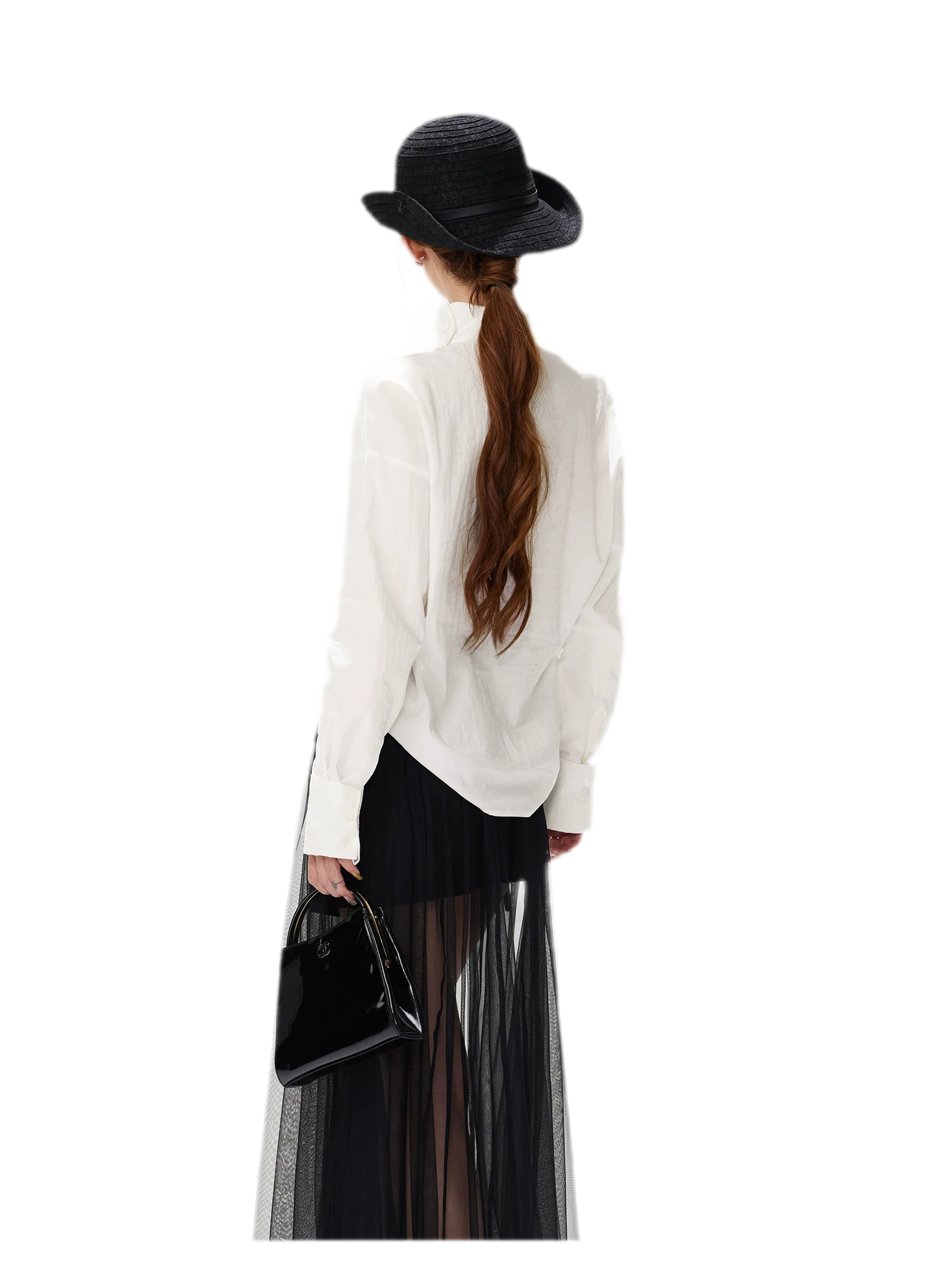 Lyocell Mock-Neck Waist Shirt