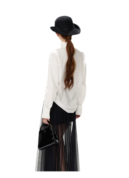 Lyocell Mock-Neck Waist Shirt