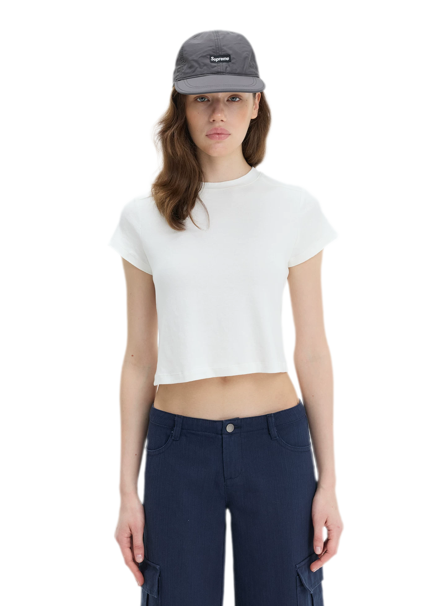 Stretch Cropped Crew-Neck T-Shirt