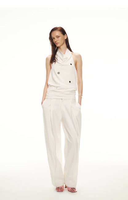 Minimalist Draped Neck Hand-Sewn Lens Halter Top