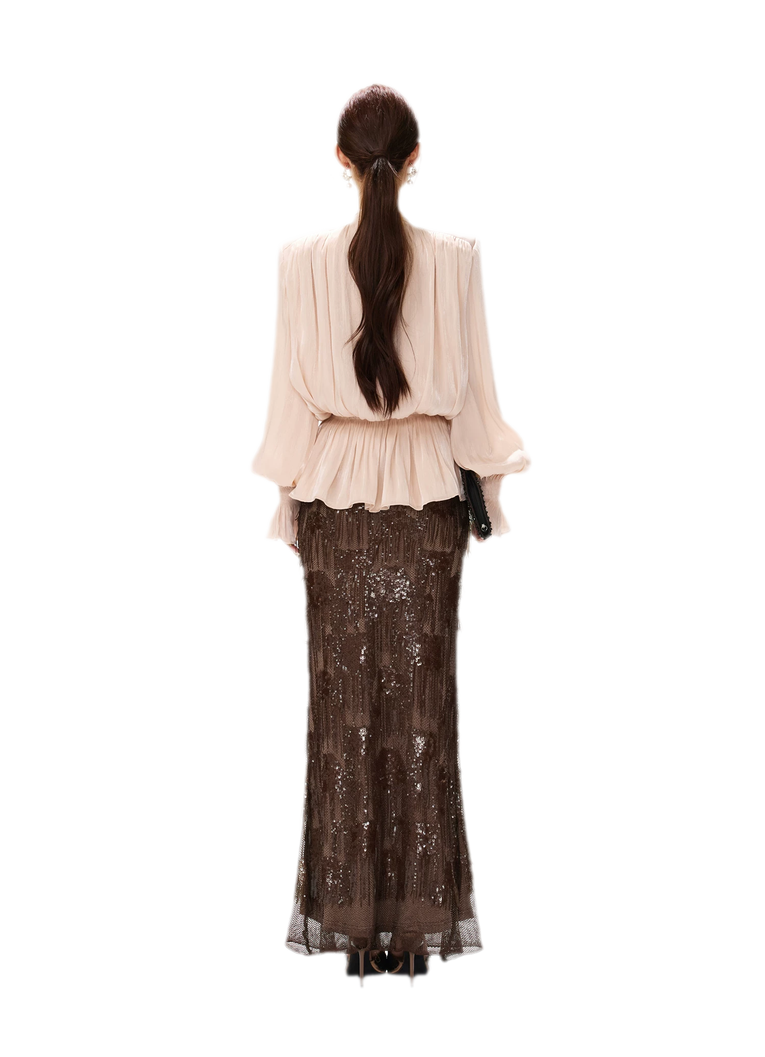 Pearlescent Tie Waist Blouse