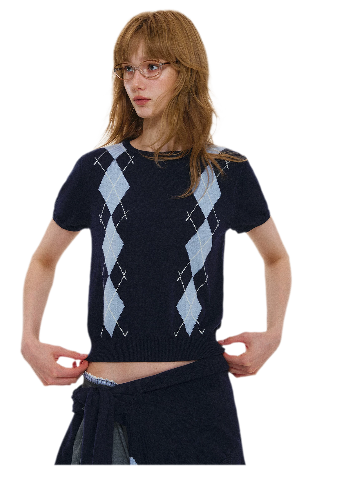 Wool Argyle Knit Set