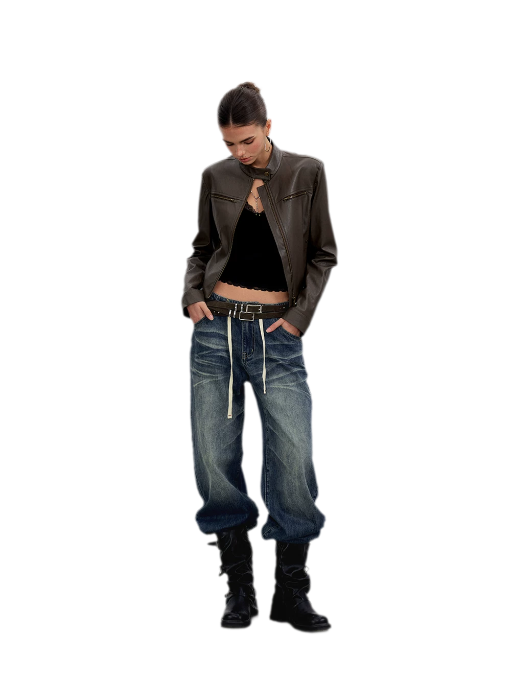 Vintage Wash Wide-Leg Jeans
