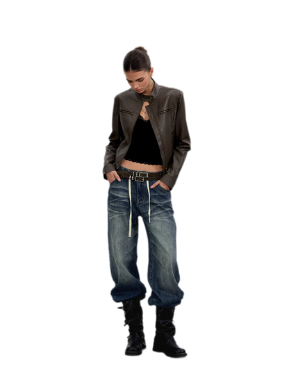 Vintage Wash Wide-Leg Jeans