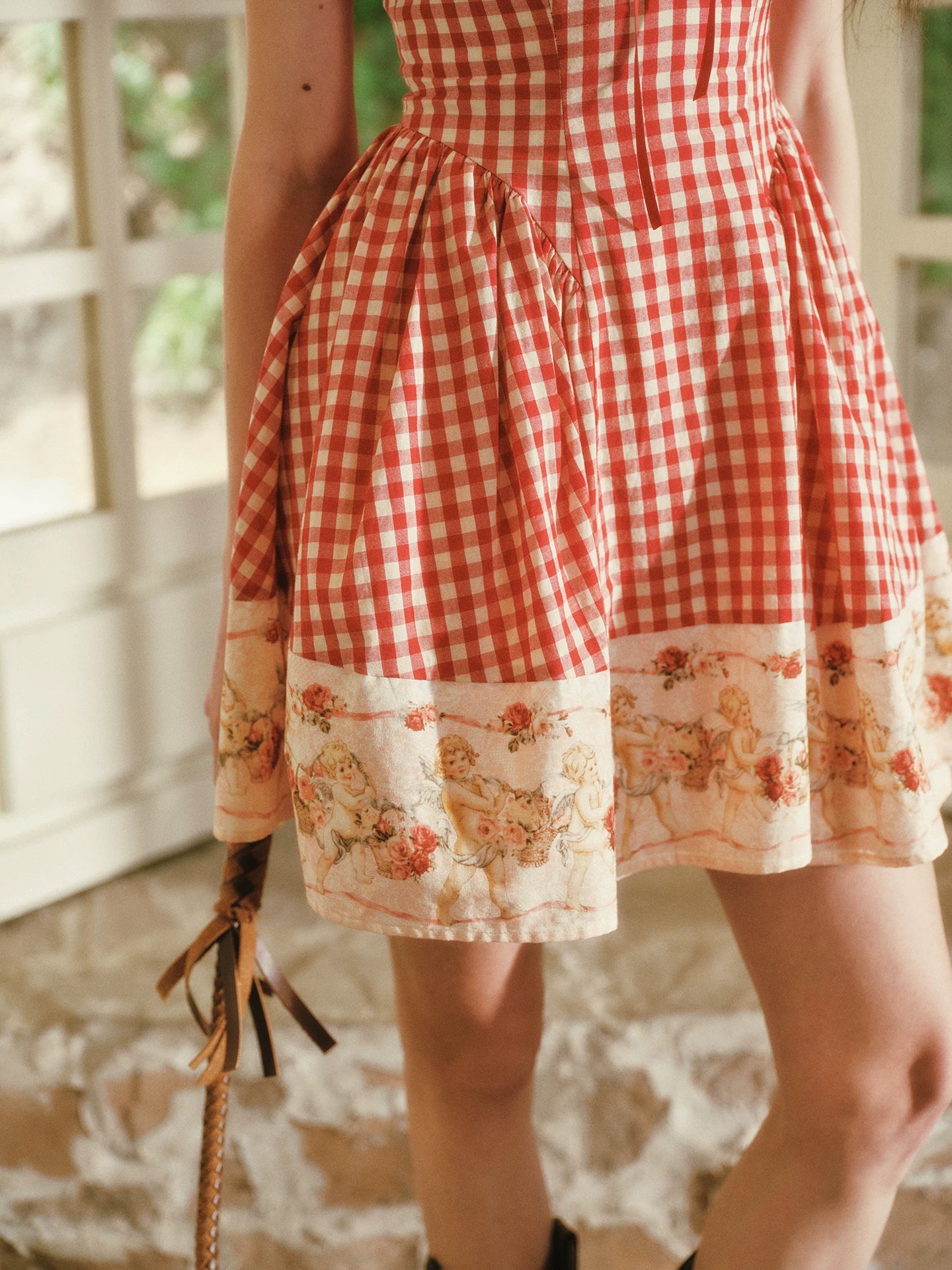 Gingham Lace Mini Dress