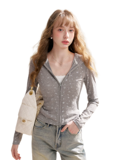 Lyocell Rose Zip Hoodie