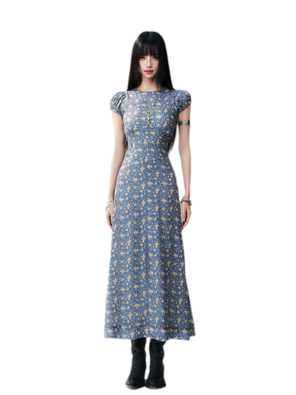 Blue Floral Tencel Dress
