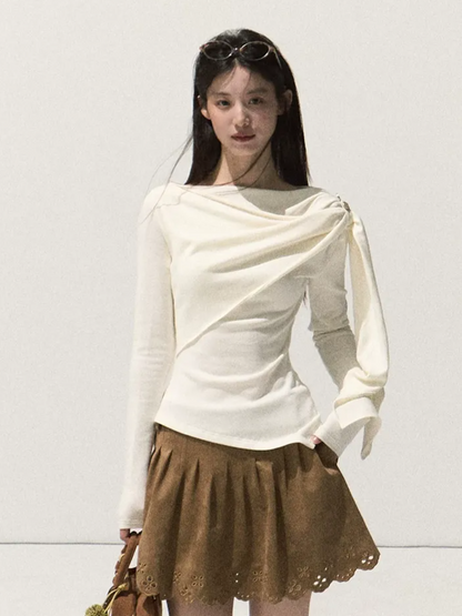 Draped Slim Knit Top