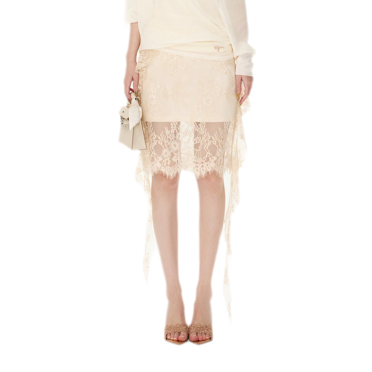 Eyelash Lace Asymmetric Skirt