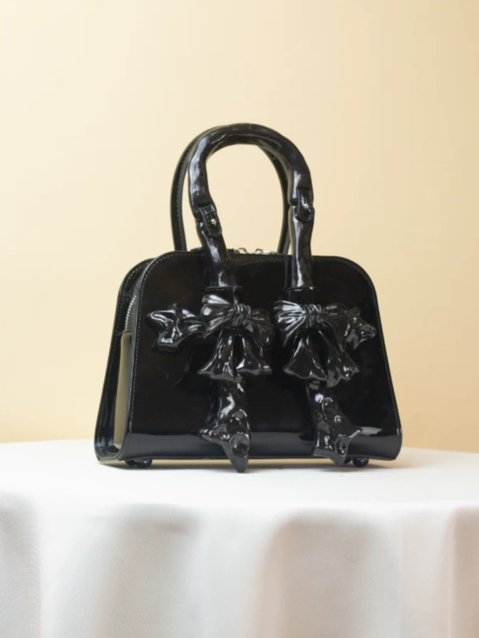 Ceramic Glossy Bow Structured Handbag