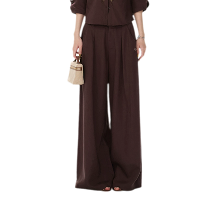 Textured Wide-Leg Linen Trousers