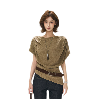 Gathered Collar Batwing Sweater