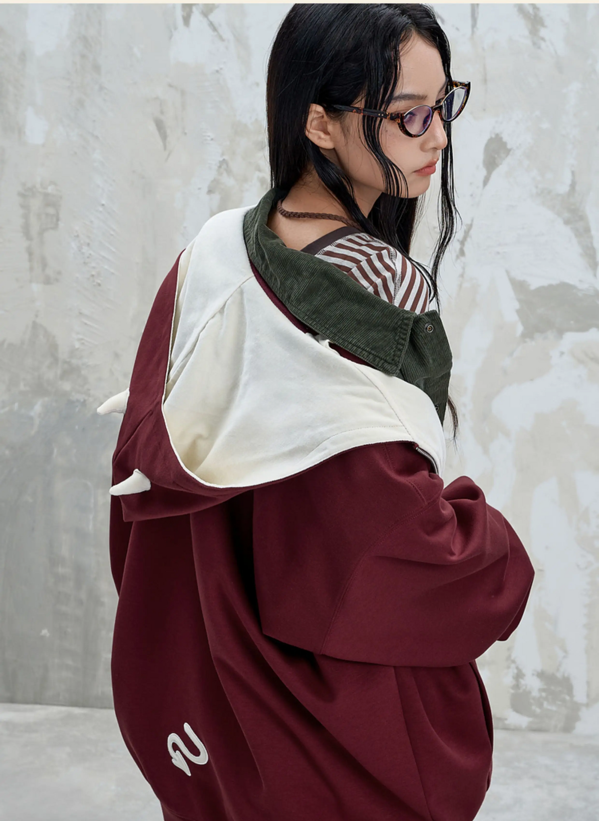 Oversized Devil Hooded Zip Jacket