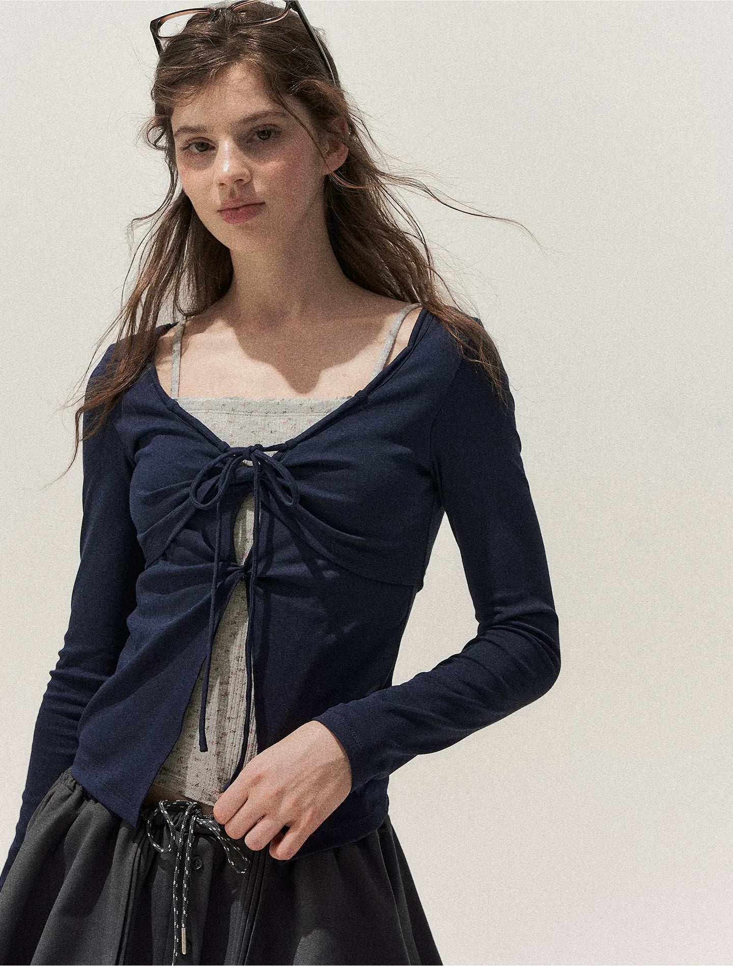 Floral Twist-Knot Layered Tee