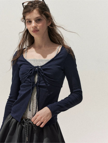 Floral Twist-Knot Layered Tee