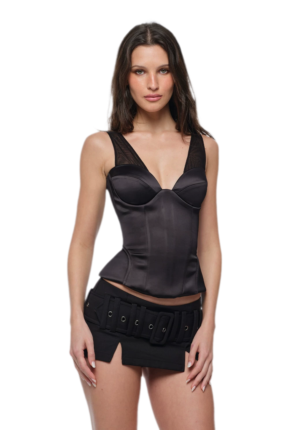 Low-Rise Buckle Mini Skirt