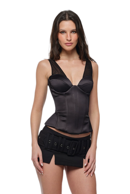 Low-Rise Buckle Mini Skirt