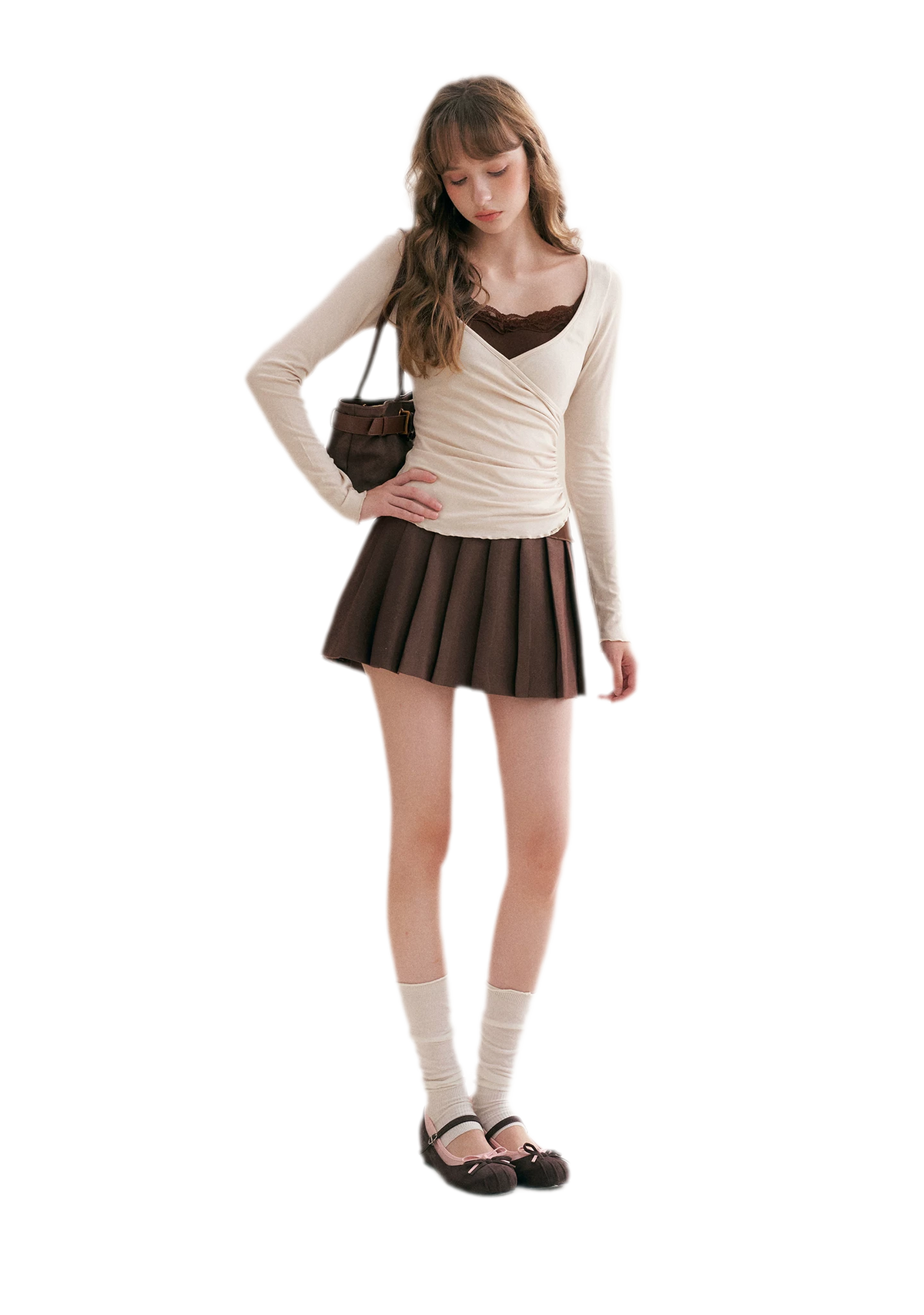 Lace Crossover Slim T-Shirt