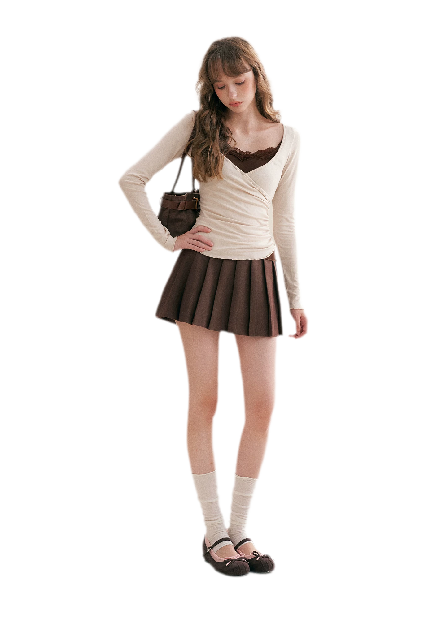 Lace Crossover Slim T-Shirt