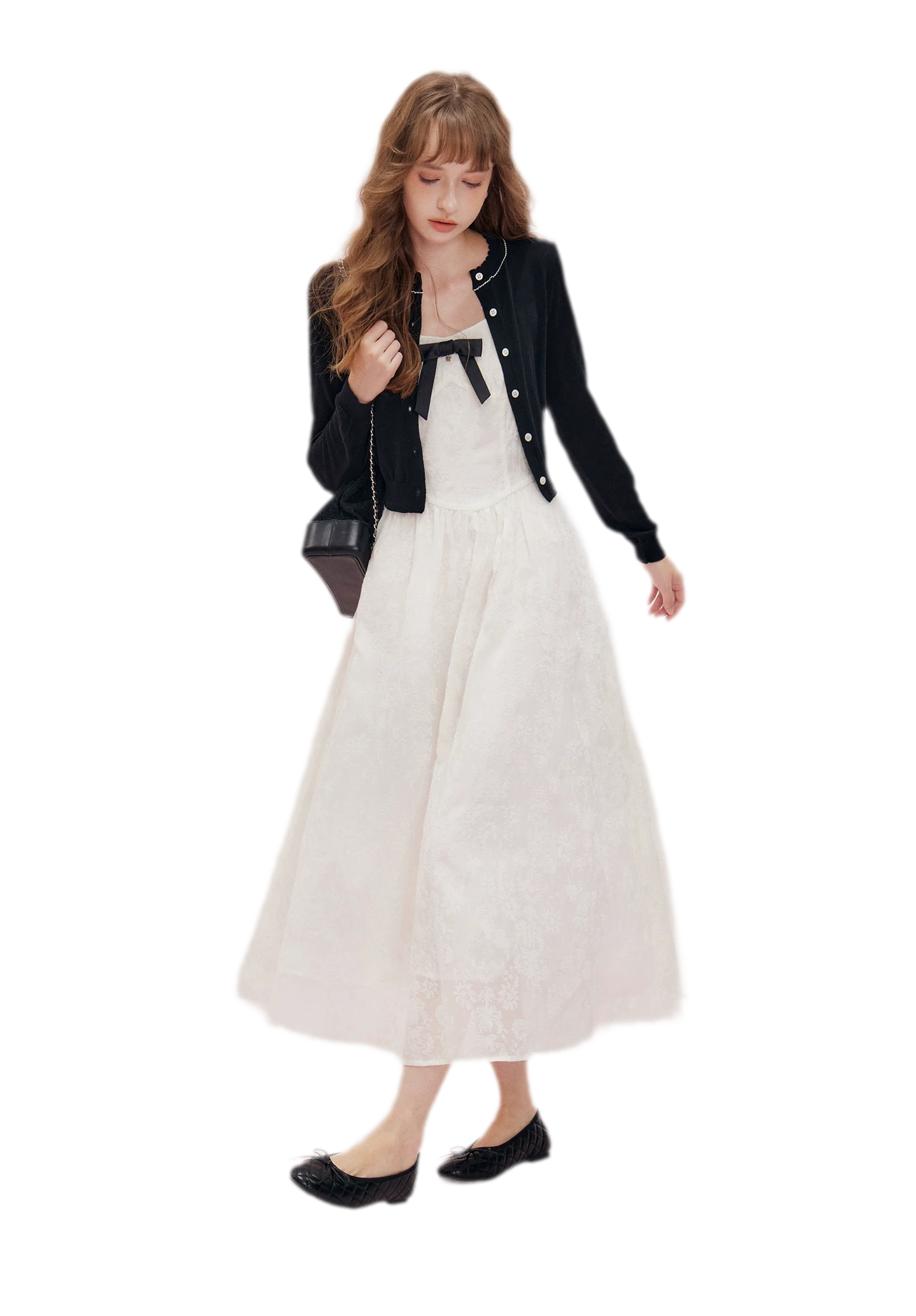 Cashmere Wave Trim Cardigan