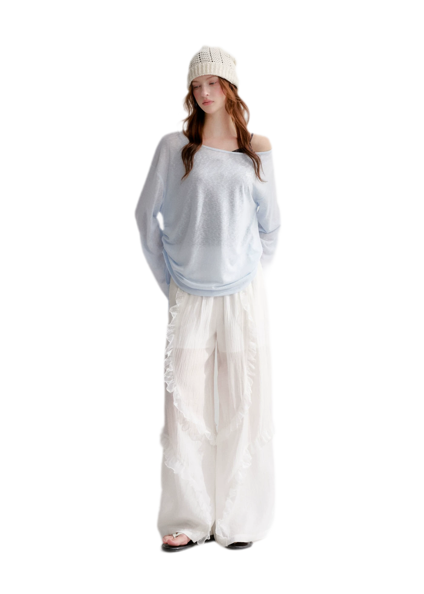 Lace Textured Wide Pants
