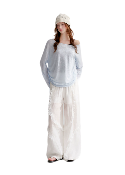 Lace Textured Wide Pants