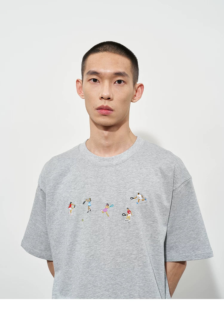 Hand Drawn Tennis Embroidery Tee