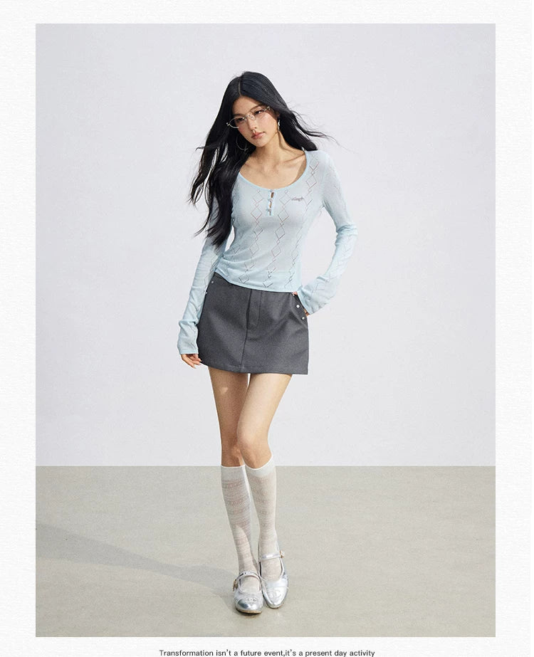 Ice Silk Hollow Knit Top