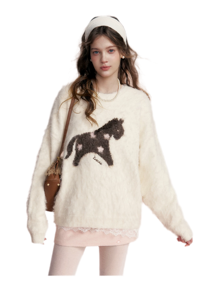 Brushed Horse Jacquard Sweater