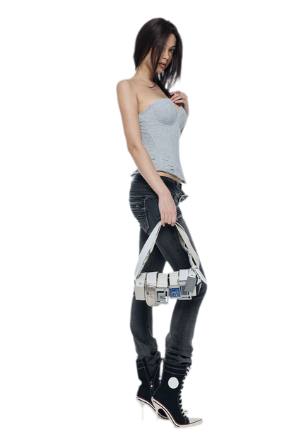 Washed Cotton Corset Bustier