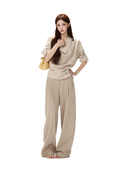 Textured Draped Oversized Shirt