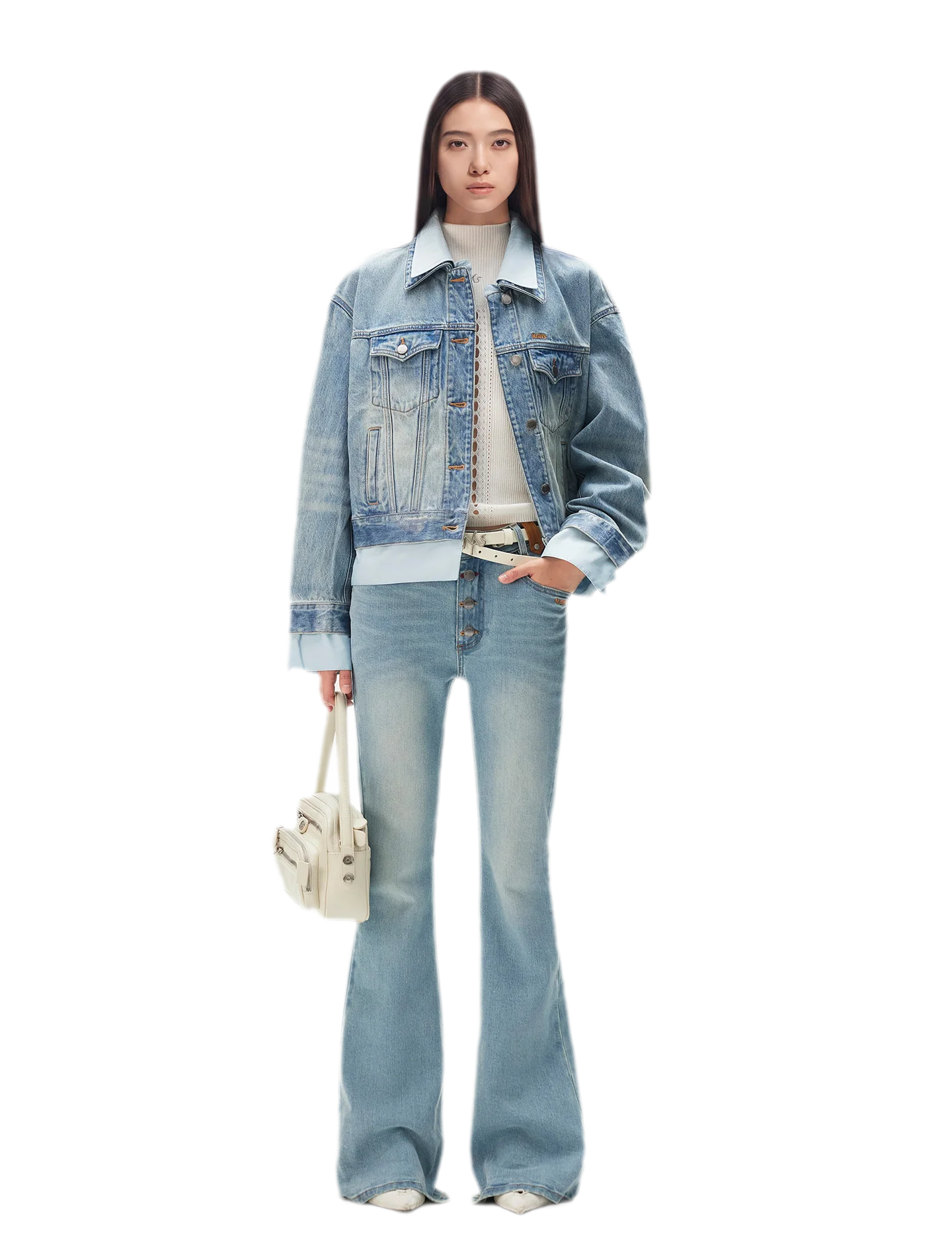 Washed Deconstructed Cropped Denim Jacket