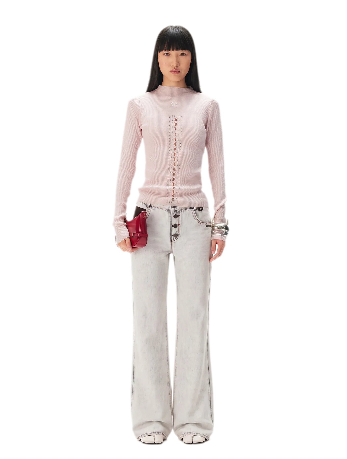 Openwork Rib-Knit Fitted Top