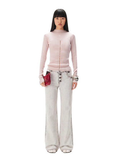 Openwork Rib-Knit Fitted Top
