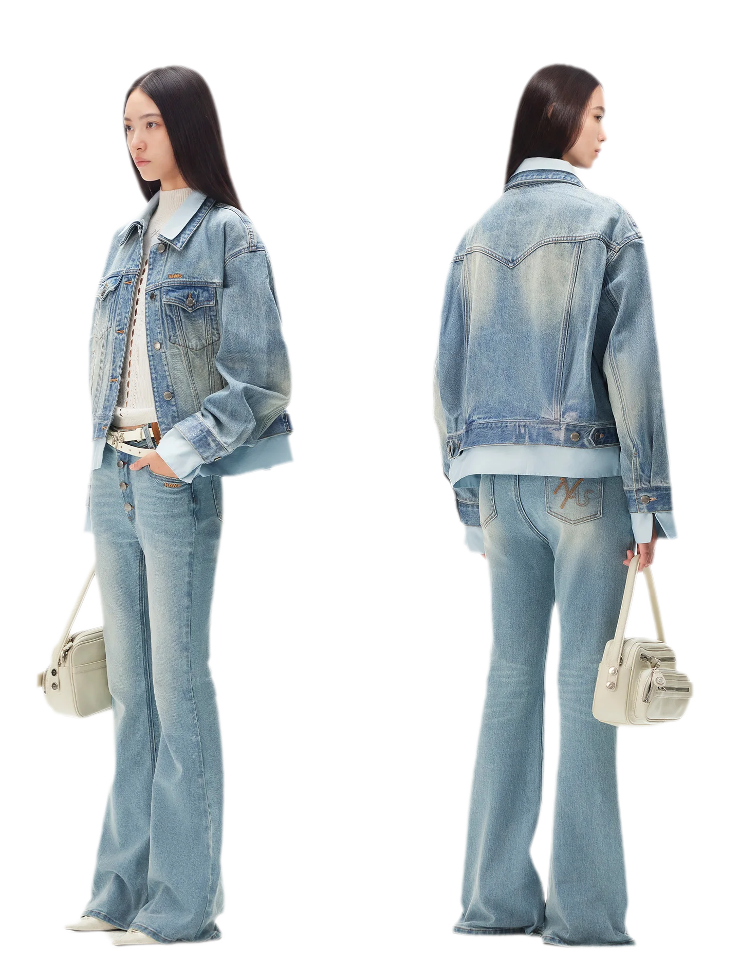 Washed Deconstructed Cropped Denim Jacket