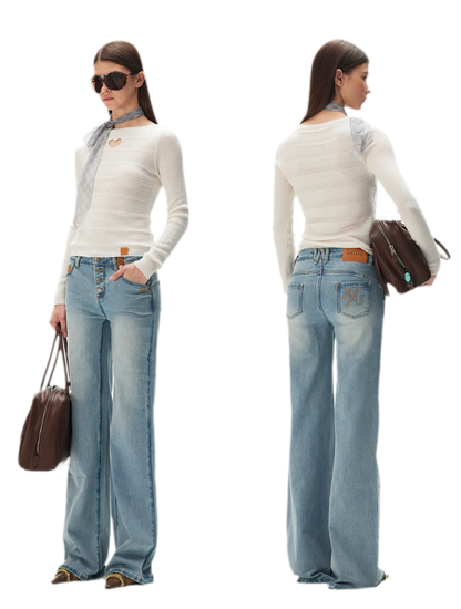 Washed Straight-Leg Jeans