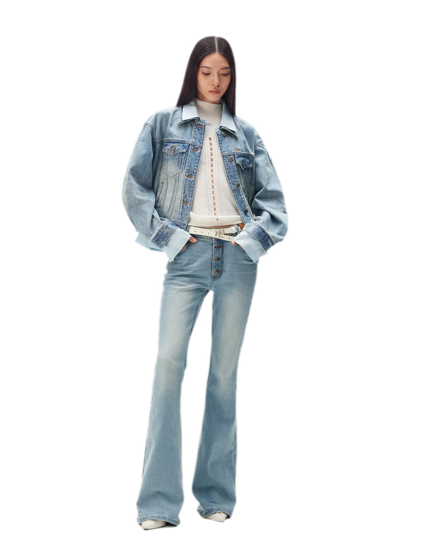 Washed Deconstructed Cropped Denim Jacket