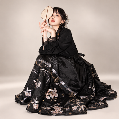 墨白 Ink White Jacquard Asymmetrical Stand-Collar
