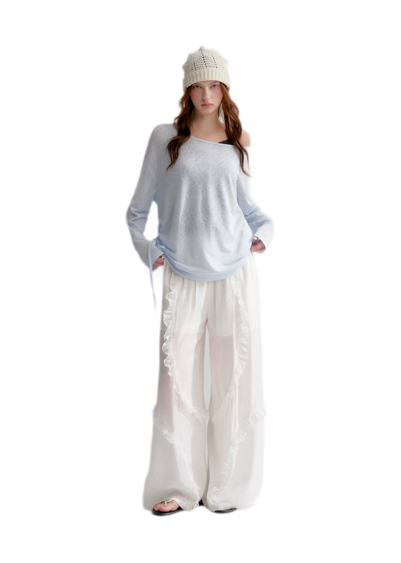 Lace Textured Wide Pants