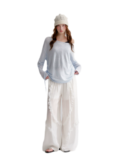 Lace Textured Wide Pants
