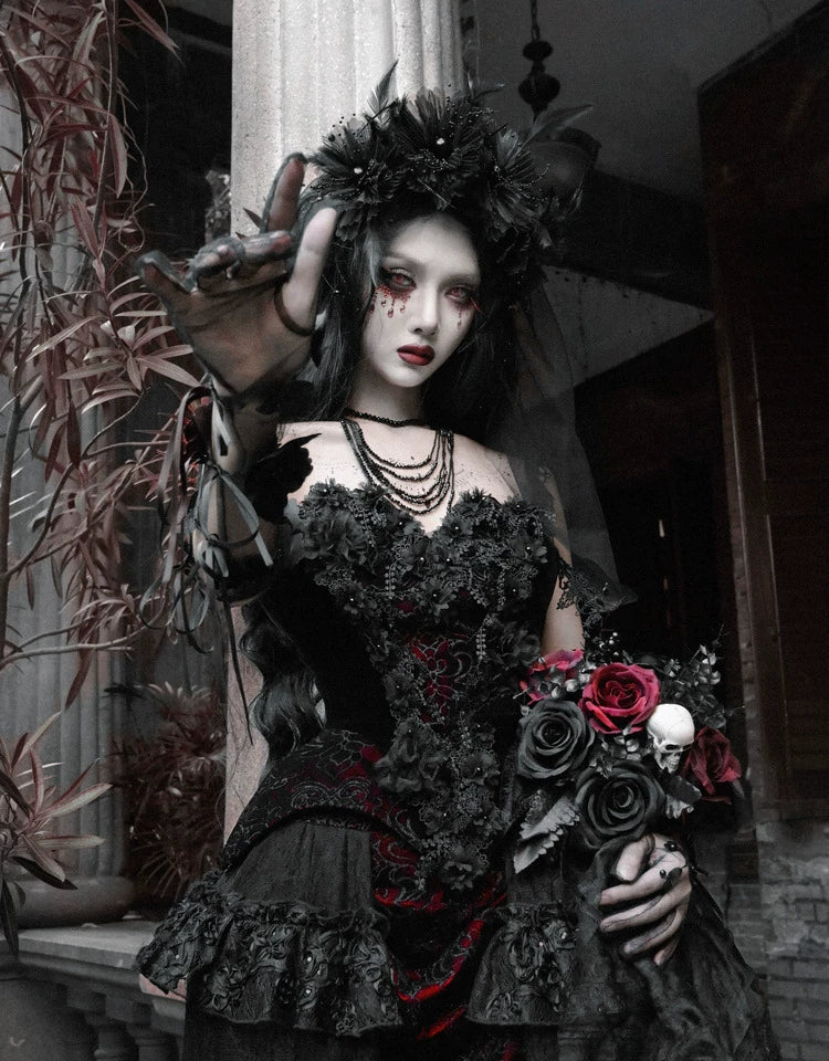 Áo corset Gothic ren nhung